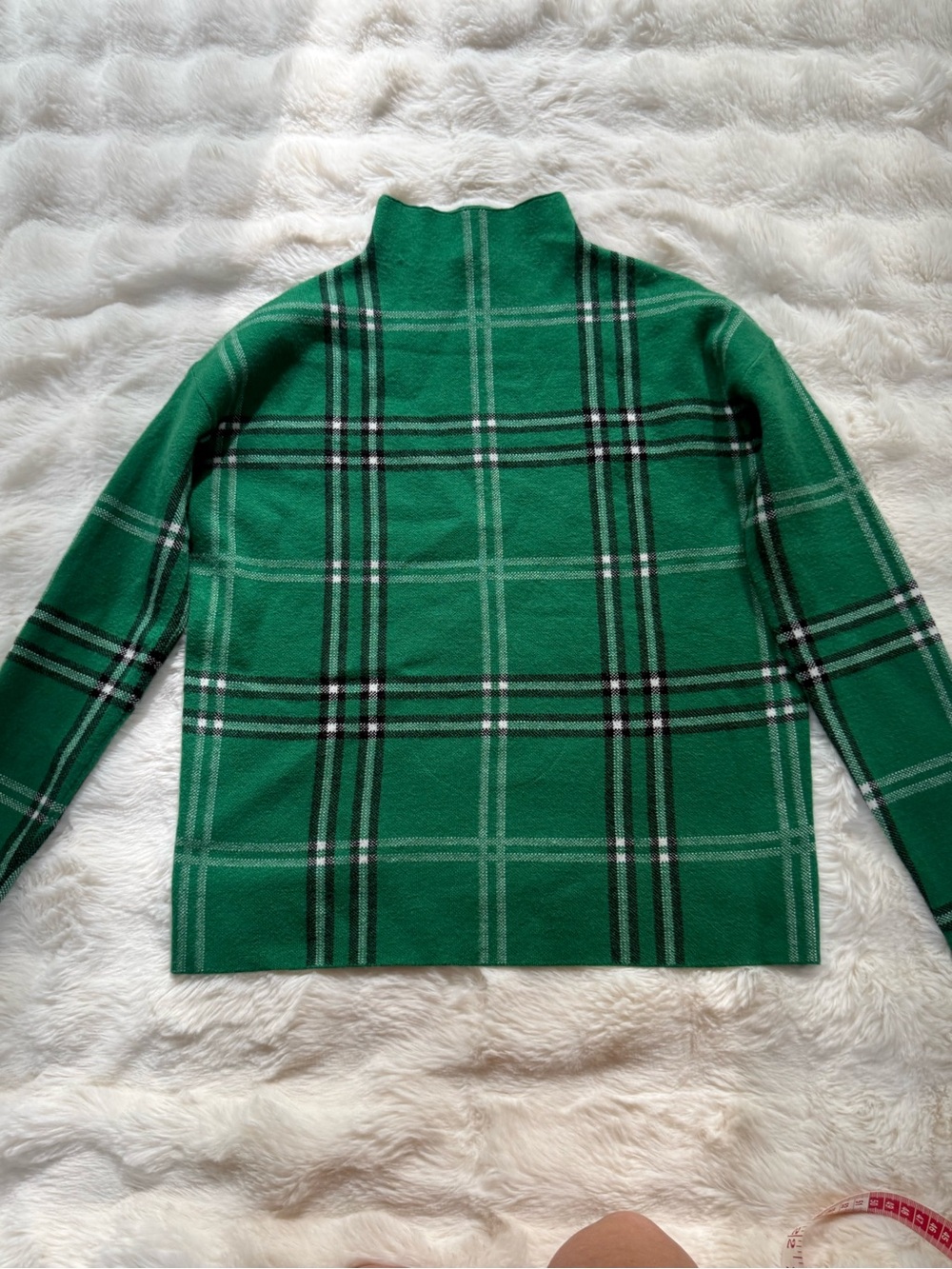 Nicole Miller Green Plaid Turtleneck Sweater